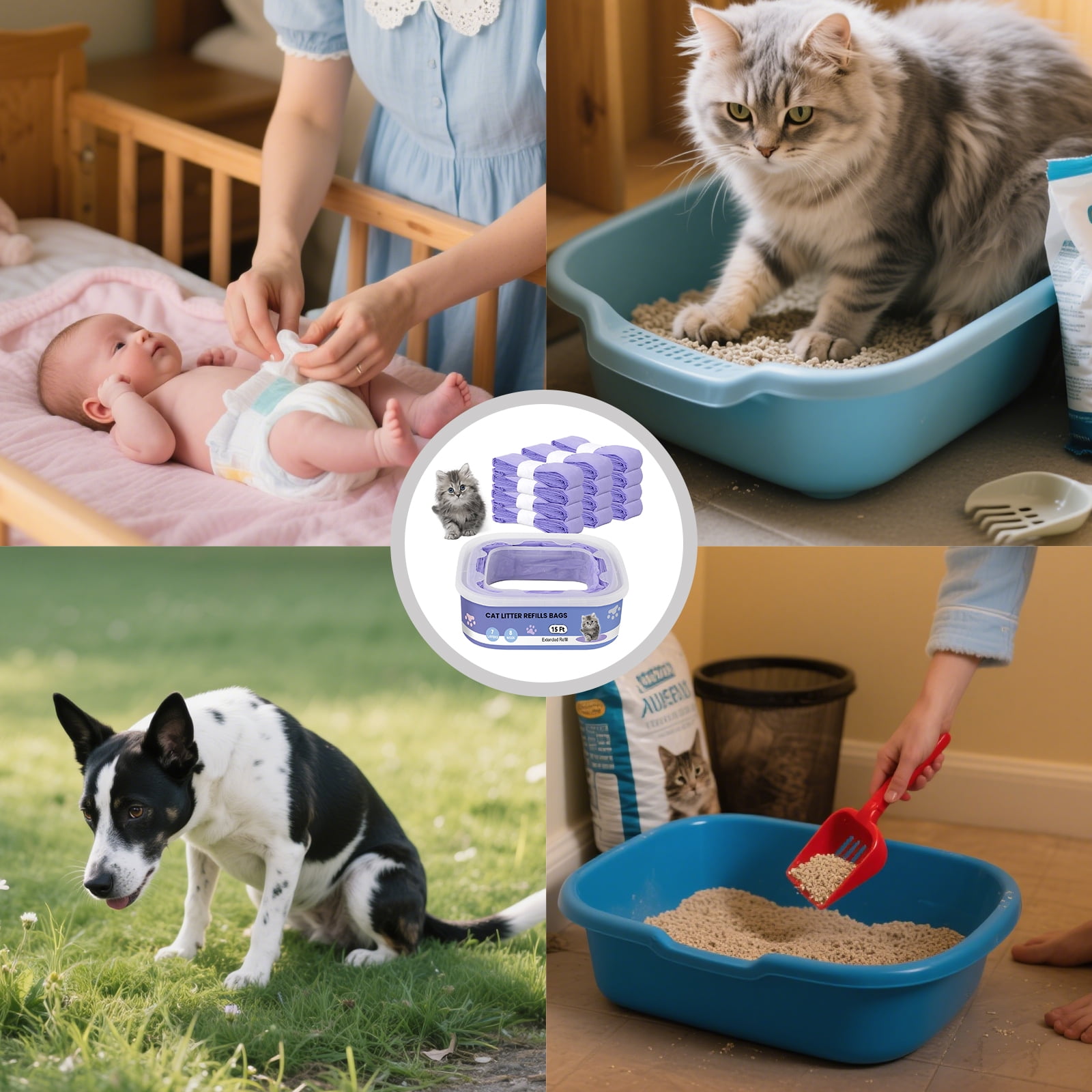 Cat Litter Refill Bags Compatible with Litter Cat Genie Standard/Plus/Style/XL+ Pails Litter Bags-12Pack