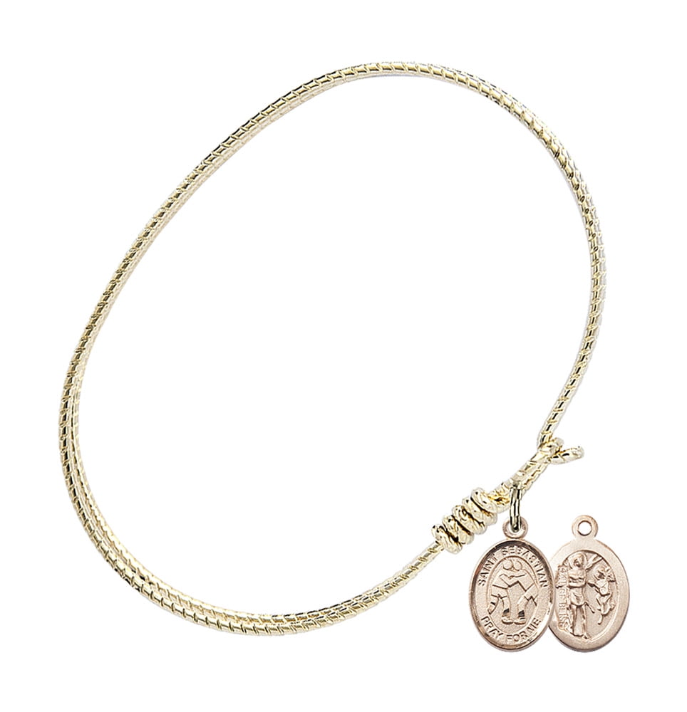 Bonyak Jewelry Round Eye Hook Bangle Bracelet w//St Sebastian in Gold-Filled