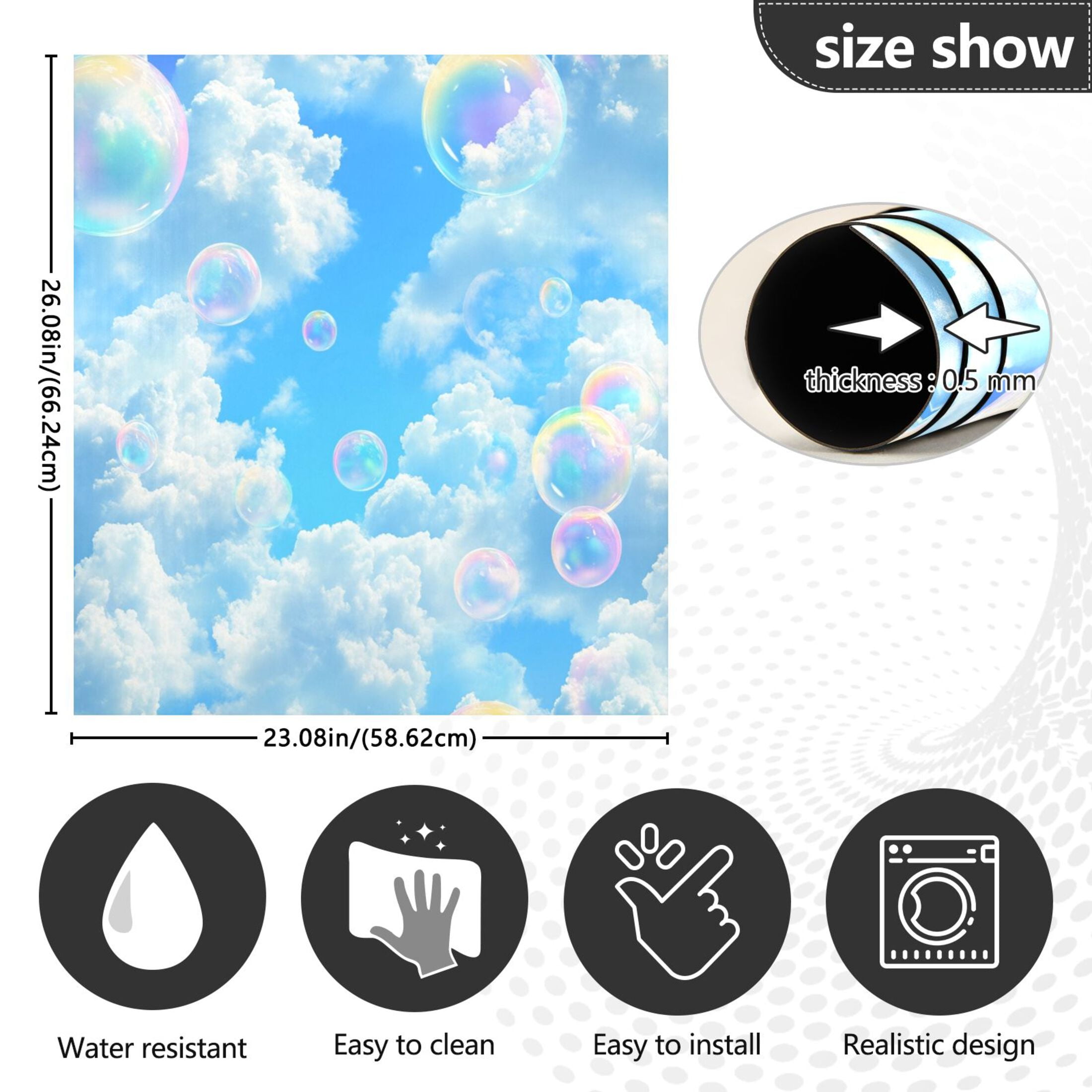 Dishwasher Magnetic Sticker 23x26 Inch Refrigerator Magnetic Sticker Washing Machine Magnetic Sticker Kitchen Panel Magnetic Sticker Home Decor White Cloud Bubble