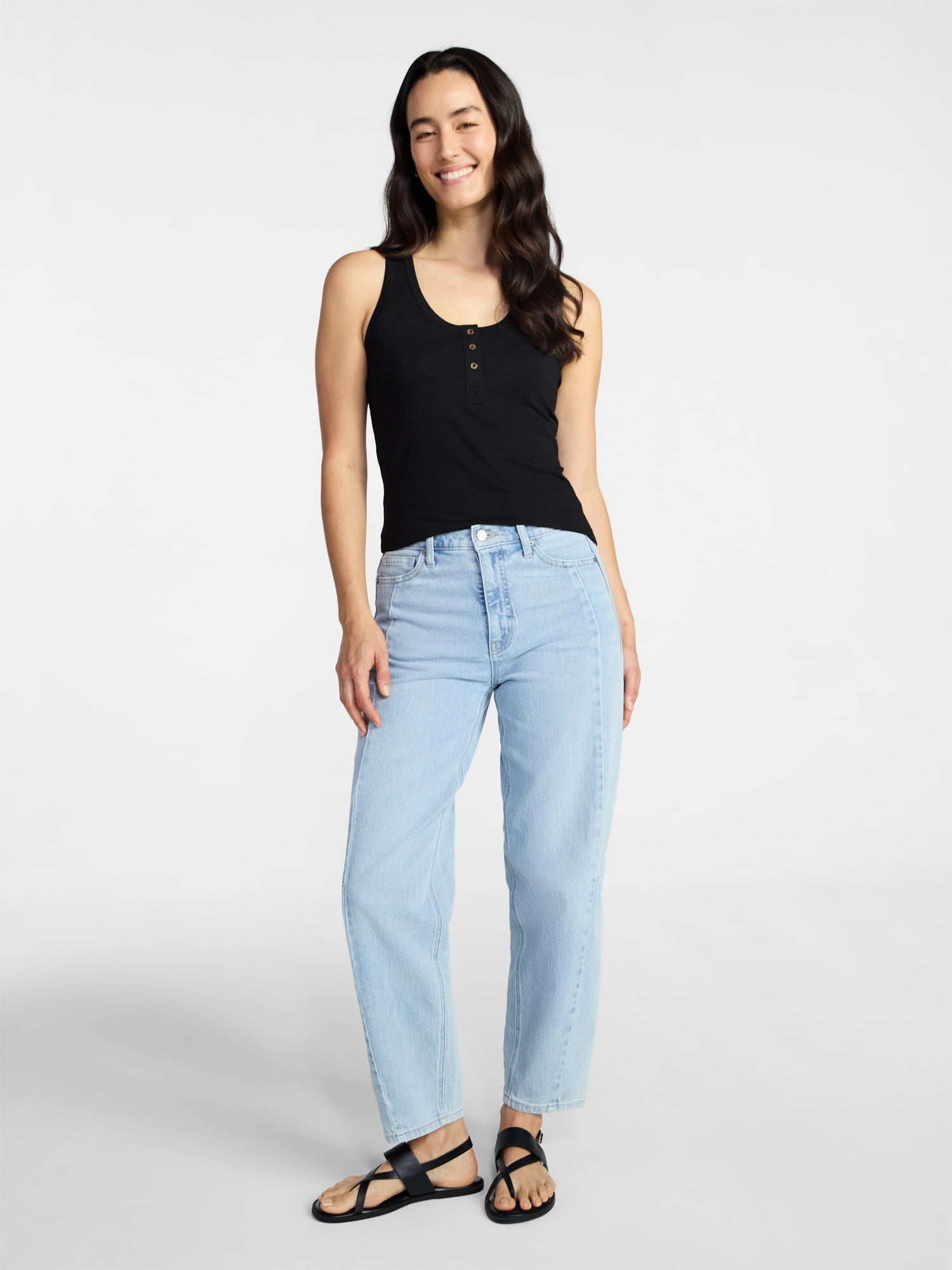 Time and Tru Women’s Slub Henley Tank Top, sizes XS-XXXL