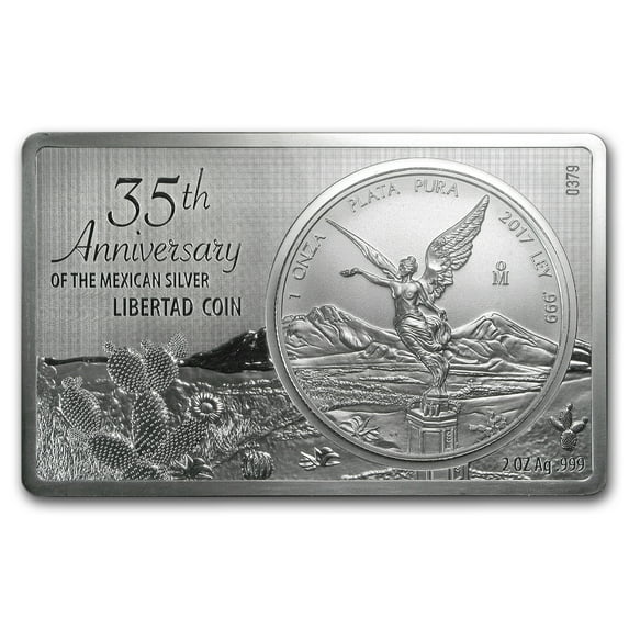 2017 Mexico 2-Pc Silver 35th Anniv of Libertad Coin/Bar Set 3 oz