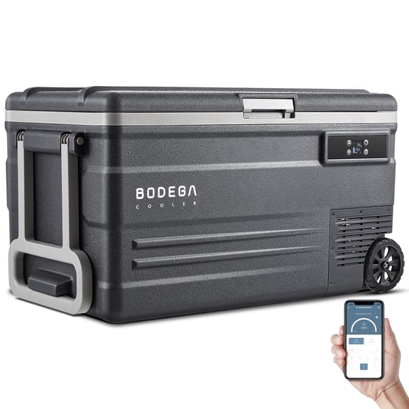 BODEGA 12 Volt Car Refrigerator 80 Quarts Portable Fridge 75L RV Freezer Single Zone,with APP Control,-4℉-68℉ Car Cooler,12/24V DC & 100-240V AC for Travel, Camping,Outdoor,Truck,SUV