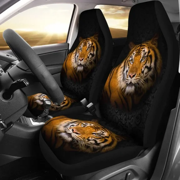 Premium Tiger Car Seat Covers 211003 Pack of 2 Universal Front Seat Protective Cover
