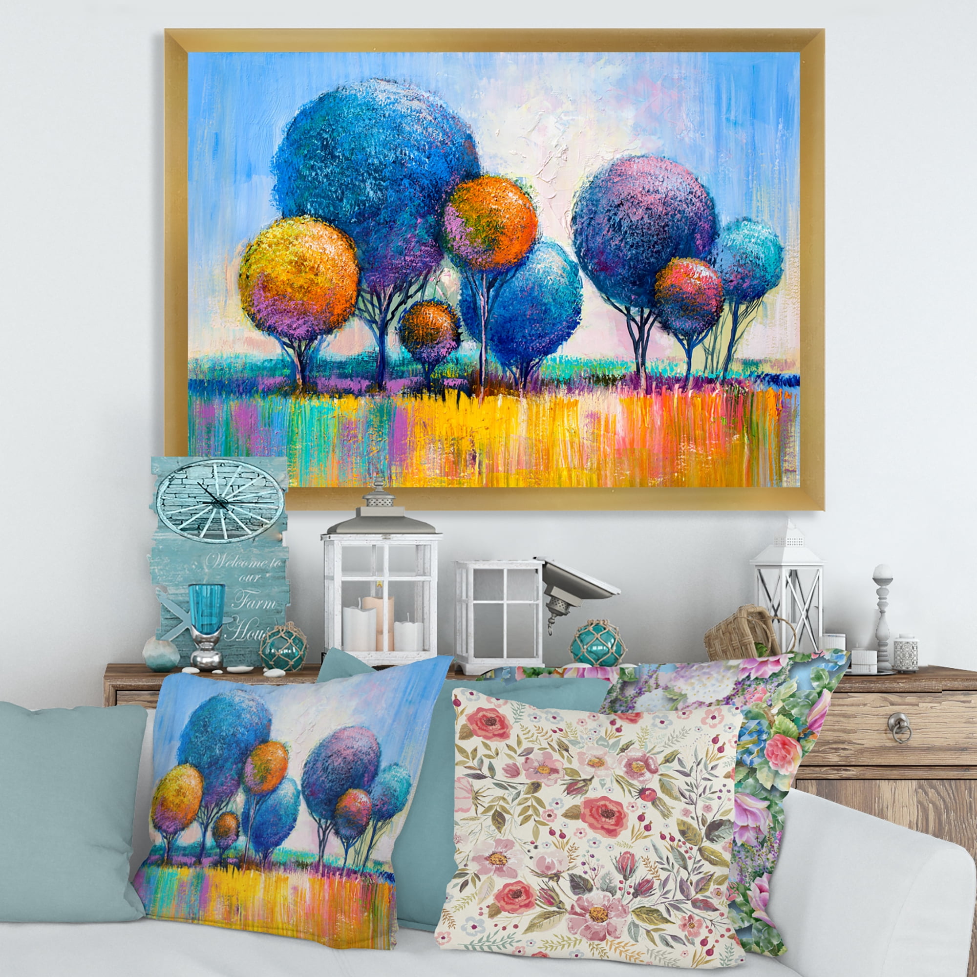 Designart 'Autumn Colorful Fantasy Trees IV' Modern Framed Art Print