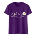 thumbnail image 5 of Womens Fashion Tees Tops Letter Daisy Flower Print Short Sleeve Summer Y2k Clothes, 5 of 5