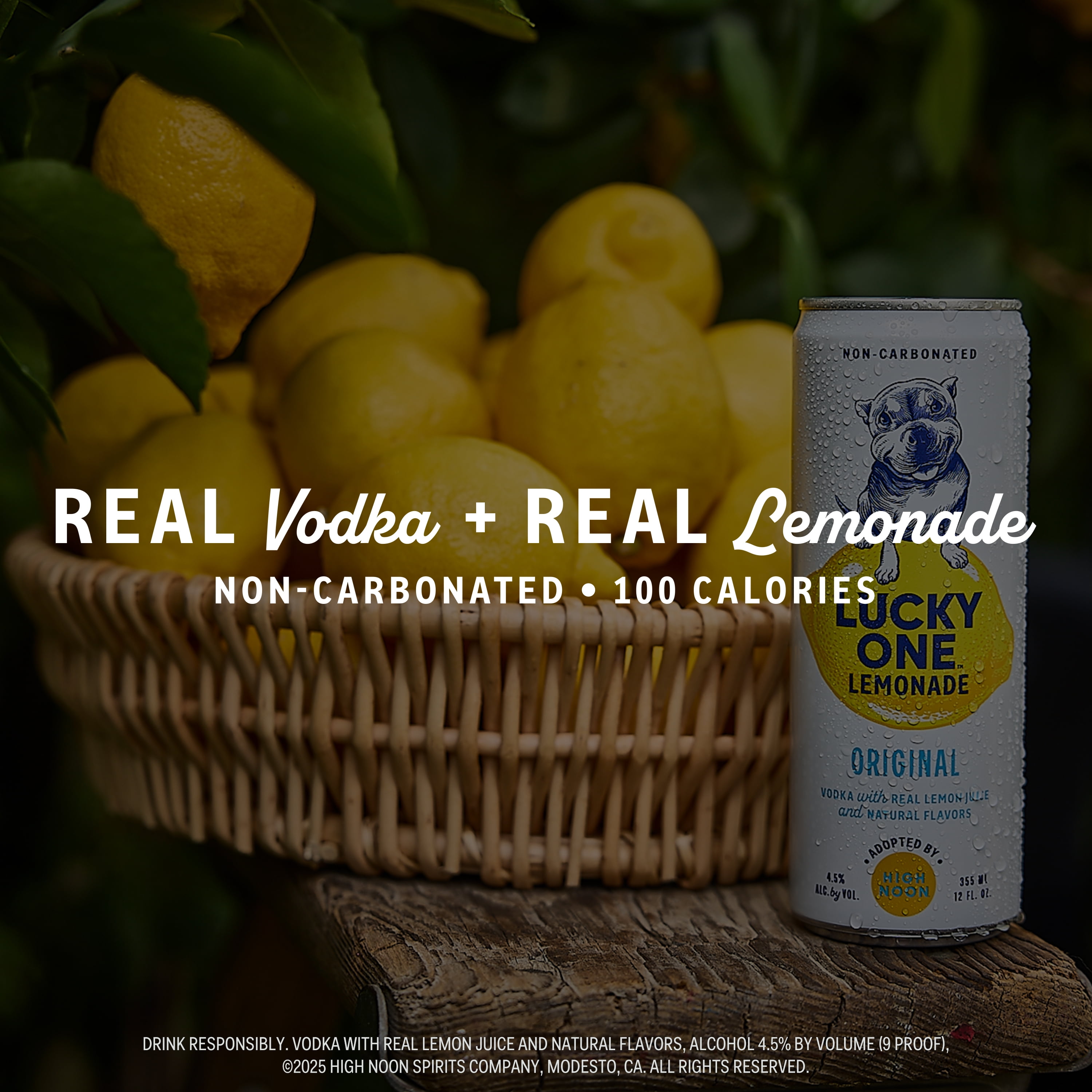 Lucky One Original Vodka Lemonade, 4 Pack, 12 fl oz Single Serve Cans, 355ml Serving Size