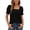 Black, variant on Plus Size Shirts for Women Women's Solid Square Collar Puff Sleeve Blouse Fashion Casual Loose Fit T Shirt Top for Daily Wear Black XL