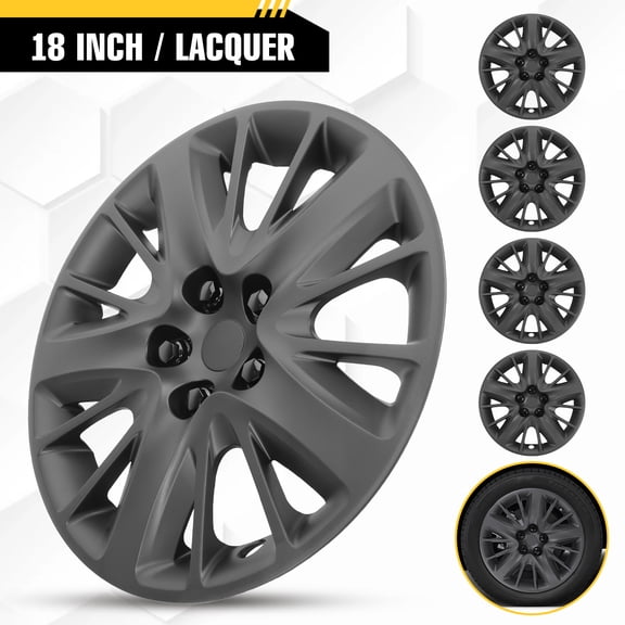 18 inch Set of 4 Steel Wheel Hubcaps for 2014-2020 Chevy Impala Bolt-on Installation Black Matte