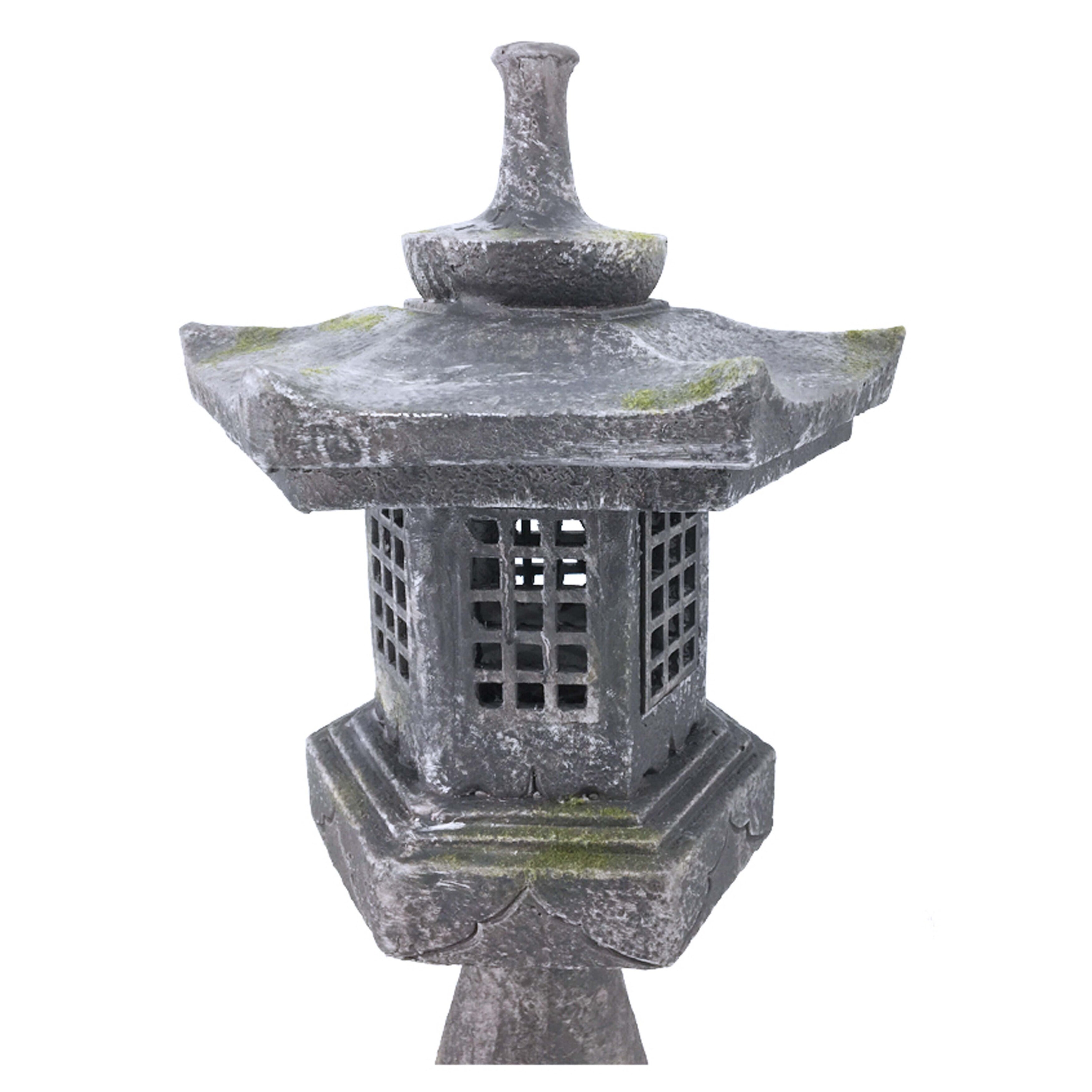 38In Grey Stone Pagoda Lantern with Magnetic Door, Suitable 38In Grey Stone Pagoda Lantern with Magnetic Door, Suitable