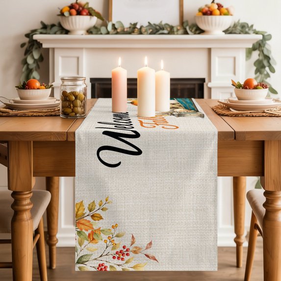 Table Runners 36 Inches Long Dress Scarves, Thanksgiving Coastal Farmhouse Kitchen/Dining Table Decor Table Runner, Short Coffee Tablerunners, Fall Pumpkin Starfish Conch Sunflowers 13x36 Inch