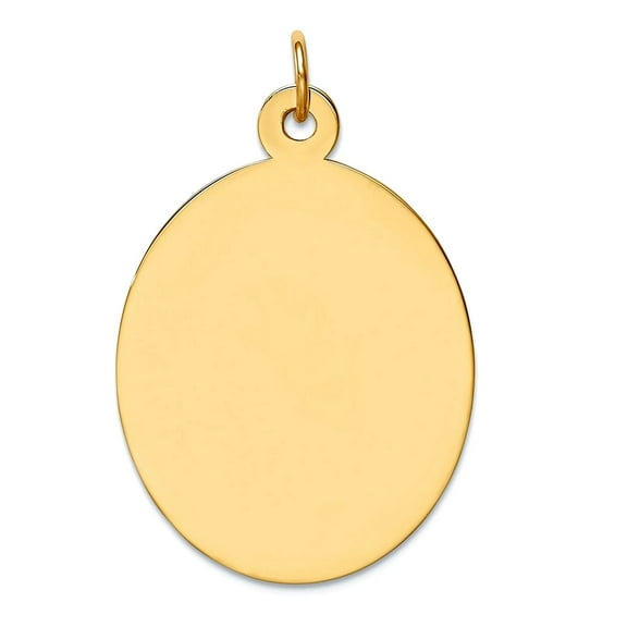 14k Yellow Gold Solid Polished Plain .013 Gauge Engraveable Octagonal Disc Charm 37x22mm Wide Pendant Necklace for Women