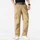 thumbnail image 1 of Pantalones largos de moda para hombre, casuales, de color sólido, con bolsillos y cremallera, cintura elástica, de poliéster., 1 of 8