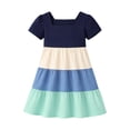 thumbnail image 2 of HILEELANG Toddler Girls 2-8T 100% Cotton Tiered Dress Navy Colorblock Short Sleeve Casual Dress Size 4T, 2 of 7