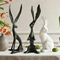 thumbnail image 3 of Sculpted Bunny Resin Easter Decor – 10in Modern Rabbit Figurines | Indoor/Outdoor Spring Home Tabletop Ornament, 3 of 5