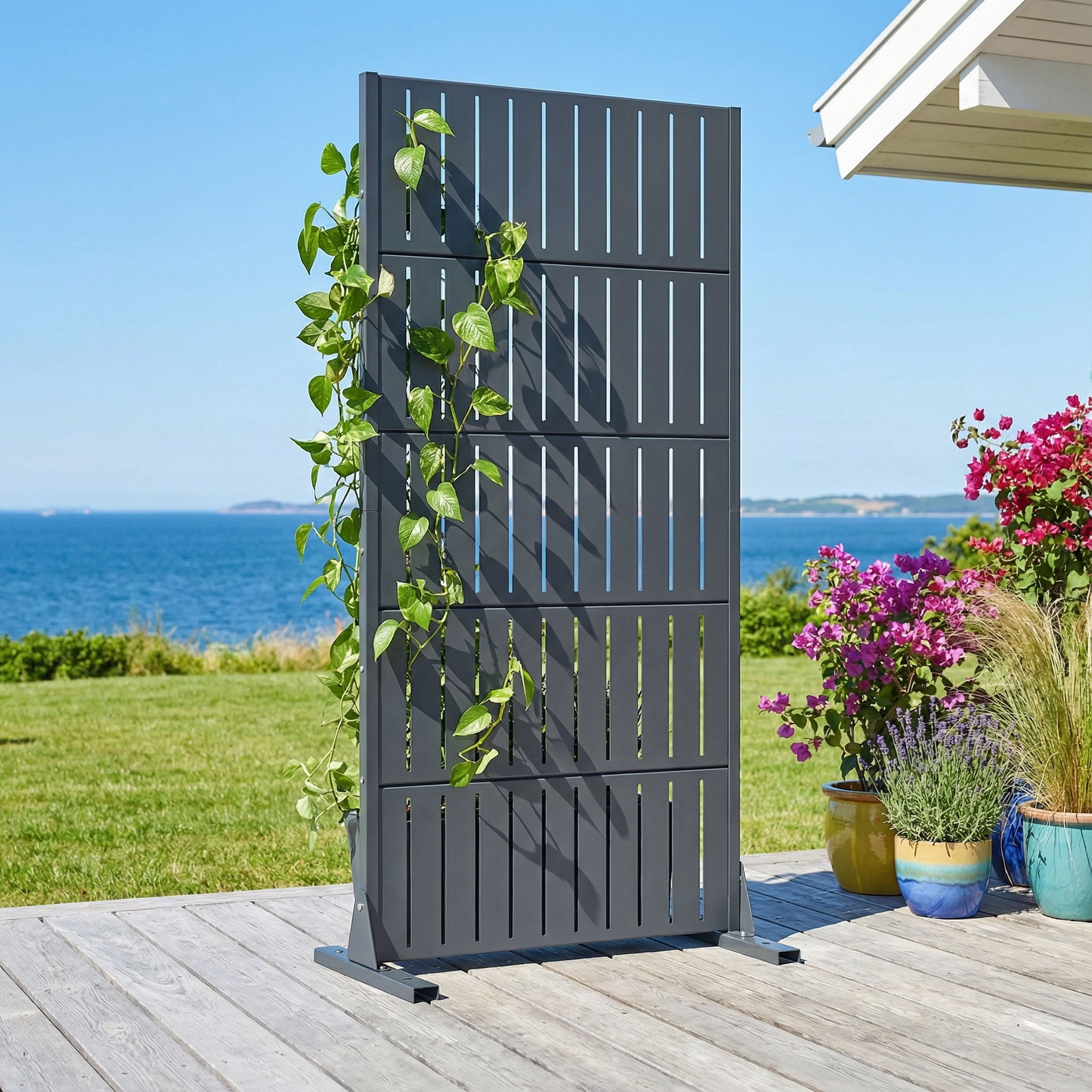 MAYEERTY 72*35in Outdoor Privacy Screen, Outdoor Divider Metal Privacy Panel, Privacy Fence for Patio, Balcony, Garden