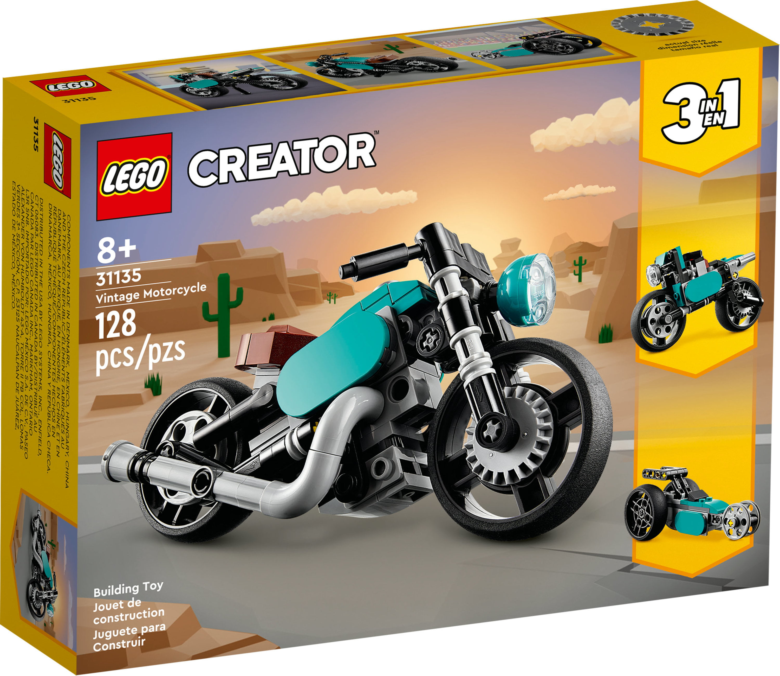 romantisk Pastor Brandy LEGO Creator 3-in-1 Vintage Motorcycle Set 31135 - Classic Motorcycle Toy  to Street Bike to Dragster Car, Vehicle Building Toys, Great Gift for Boys,  Girls, and Kids 8 Years Old and Up - Walmart.com