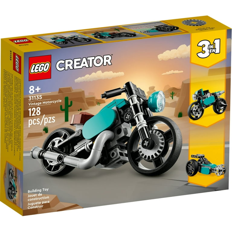 LEGO Creator 3 in 1 Vintage Motorcycle Set, Transforms from Classic  Motorcycle Toy to Street Bike to Dragster Car, Building Toys, Great Gift  for Boys, Girls, and Kids 8 Years Old and