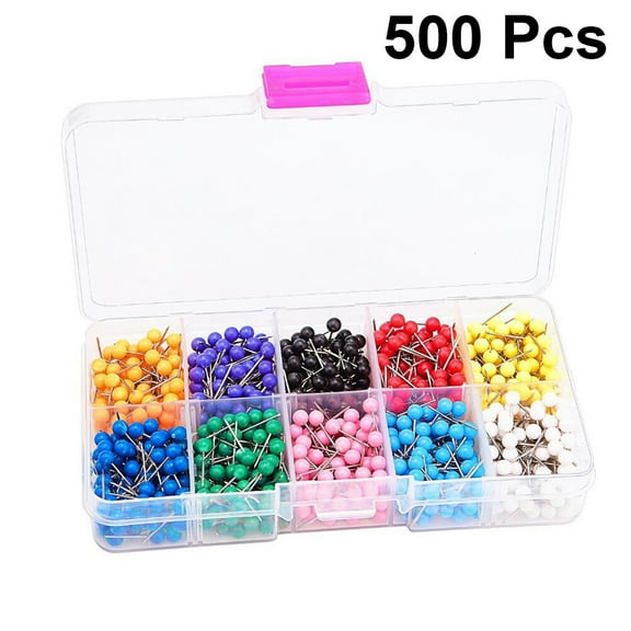 500pcs Colored Thumbtack Plastic Colorful Drawing Pin Push Pin Set for Maps Calendar 10 Different Colors