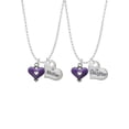 thumbnail image 1 of Delight Jewelry Silvertone Hot Purple Enamel Heart with Cutout Mother & Daughter Heart Necklaces (Set of 2), 19"+2", 1 of 4