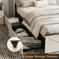 thumbnail image 5 of Vabches Twin Size Bed Frame with 4 Drawers, Metal Platform Bed with LED Lights, Charging Station and Bookcase Headboard, No Box Spring Needed, 5 of 8