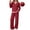 Red, variant on UVN Fall 2 Peice outfit set for Women Color Block Tops and Wide Leg Pants Ladies Sweatsuit Casual Matching Set