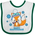 thumbnail image 3 of Inktastic Happy Hanukkah with Fox and Snowflakes Boys or Girls Baby Bib, 3 of 4