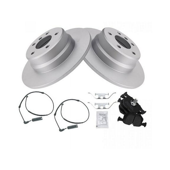 Rear Brake Pad Rotor and Wear Sensor Kit - Compatible with 2000 - 2006 BMW X5 2001 2002 2003 2004 2005