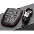thumbnail image 5 of Vitodeco Genuine Leather Smart Key Fob Case Cover Protector for 2014-2018 Jeep Cherokee, 2013-2017 Ram 1500, 2500, 3500 (5 Buttons, Black/Red), 5 of 6