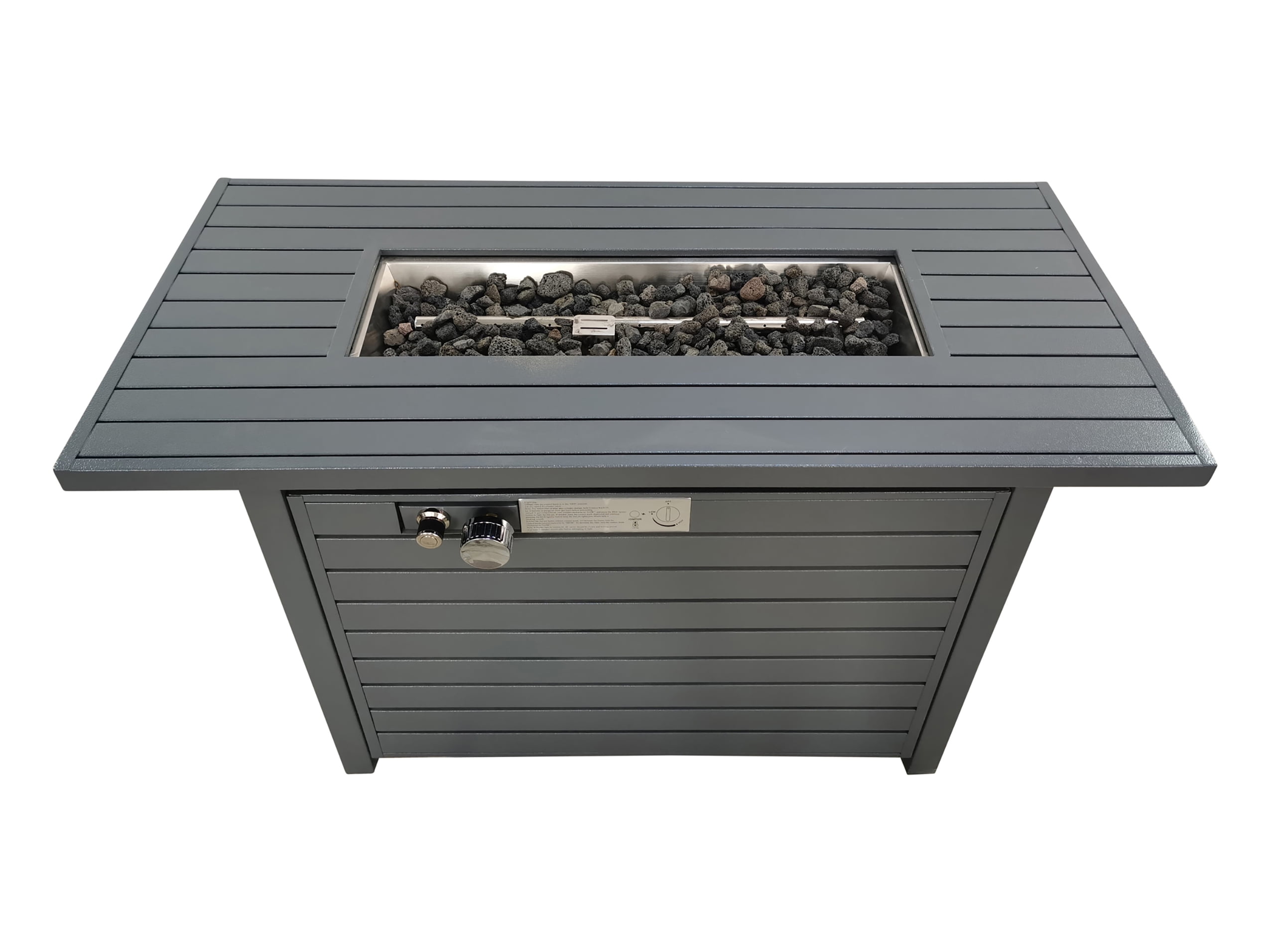 CoSoTower 25'' H X 42'' W Steel Propane Outdoor Fire Pit Table with Lid (Grey)