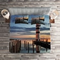 thumbnail image 2 of Ambesonne Colorful Quilted Coverlet 3 Pcs, Lighthouse Calm Dusk, King Size, Multicolor, 2 of 2