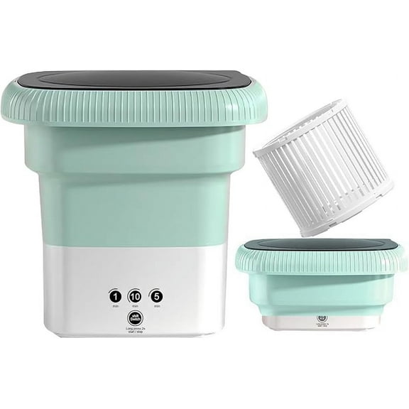 Portable Small Washing Machine,13L Capacity Foldable Mini Washer,Ideal for Baby Clothes, Underwear & Small Items. Perfect for Apartments, Dorms, RVs & Travel (Green)