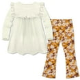 thumbnail image 2 of Millie Loves Lily Cream Ruffle Top & Floral Flared Legging Set, Big Girl,Size 8 (2-PCS), 2 of 3