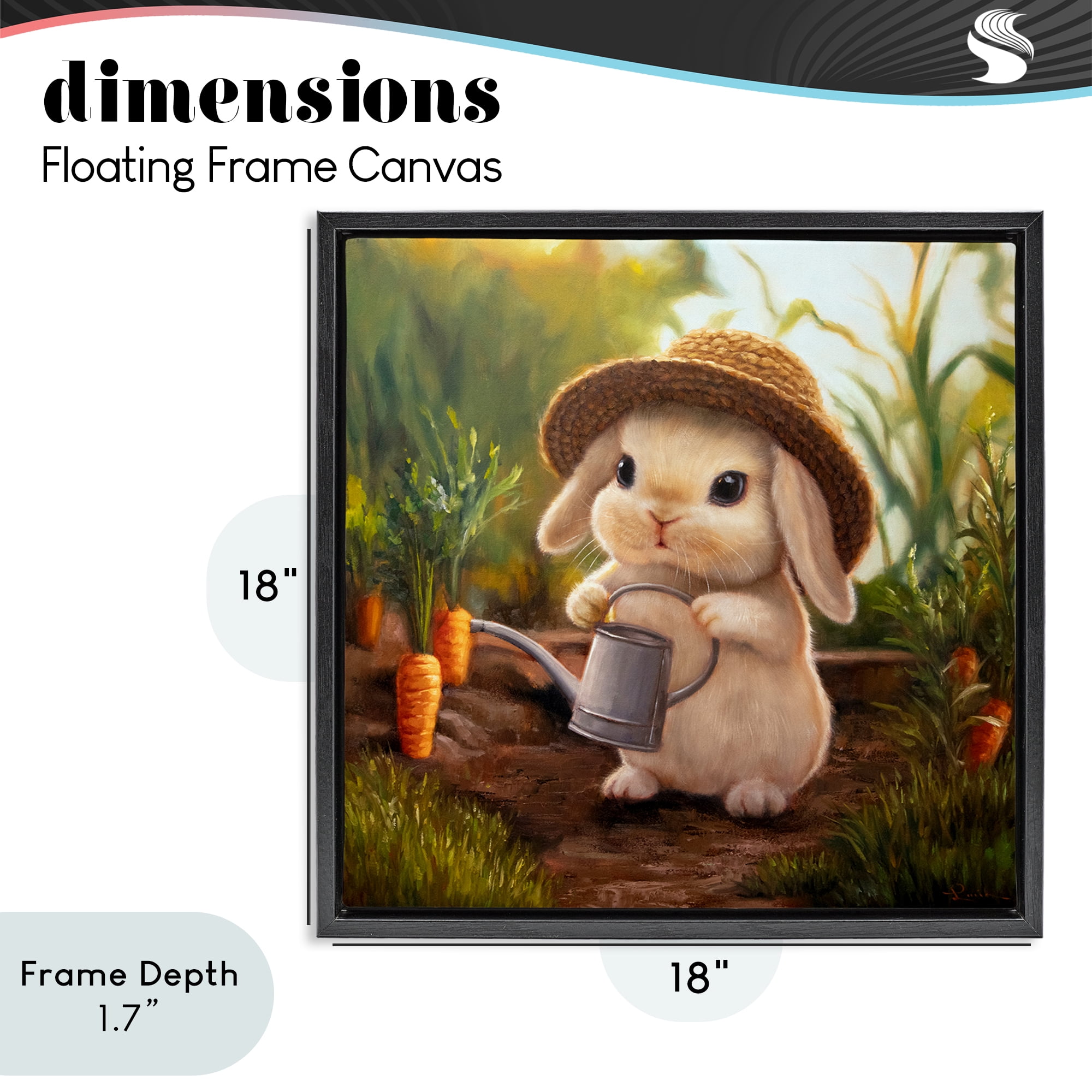 Stupell Industries Bunny with Carrot Garden Black Framed Floater Canvas Wall Art, design by Lucia Heffernan