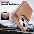 thumbnail image 6 of JTCASES for iPhone 15 Case, PU Leather Flip Stand Card Slots RFID Blocking Wallet Cover Diamond Camera Frame Shockproof Protective Cover for iPhone 15, Rosegold, 6 of 8