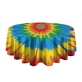 thumbnail image 5 of Colorful Tie Dye Mandala Pattern Round Tablecloth 60"x60",Wrinkle Wipeable Table Cloth for Kitchen Dining Room Picnic Patio Party, 5 of 6