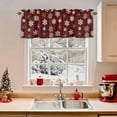 thumbnail image 2 of Valance Curtains for Kitchen Windows Merry Christmas Snowflake SeamlessRod Pocket Valance Winter Snow on Burgundy RedShort Window Curtain Topper for Bedroom Living Room Bathroom 42x12in, 2 of 7