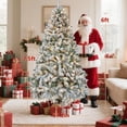 thumbnail image 3 of Prelit Snow Flocked  Tree 7.5ft, Warm White LED Artificial Xmas Tree with 1321 Tips, Easy Assembly Metal Stand, Home Holiday Decor, White  Tree, 3 of 7