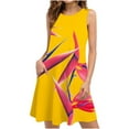 thumbnail image 2 of BUIgtTklOP Summer Dresses For Women 2023,Summer Dresses for Women Beach Floral Tshirt Sundress Casual Pockets Boho Tank Dress Yellow M, 2 of 5