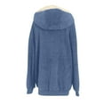 thumbnail image 5 of ZQGJB Reduce Womens Oversized Fuzzy Fleece Open Front Hooded Pockets Cardigan Jackets Loose Fit Sherpa Coat Color Block Print Winter Warm Plush Zip Outerwear (Purple#01 XL), 5 of 5