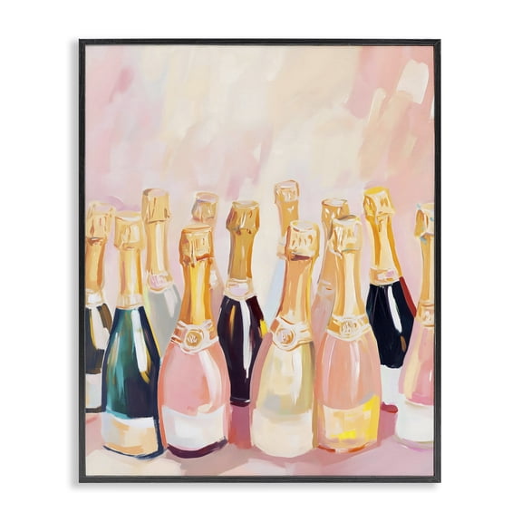Stupell Industries Art Deco Blush Champagne Bottles Collection Black Framed Giclee Art, 11 x 14, by The Prints Vibe