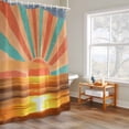 thumbnail image 6 of Shower Curtain for Bathroom Ocean Beach Sunset Teal Orange Stripes Waterproof Bath Curtains Shower Curtains with Hooks,Summer Sea Waves Bathroom Curtain Privacy Drapes for Bathtubs Toilet 36x72in, 6 of 9