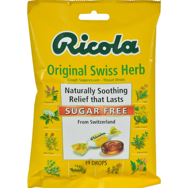 Ricola Sugar Free Original Swiss Herb Cough Drops, 19 Count (Pack of 2