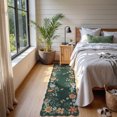 thumbnail image 3 of Moynesa 2'x5' Floral Runners for Hallways Scalloped Kitchen Runner Rug Ultra-Thin Soft Non-Slip Washable Runner Rug Stain Resistant Boho Rug Low-Pile Carpet Runner for Bathroom Bedroom,Dark Green, 3 of 7