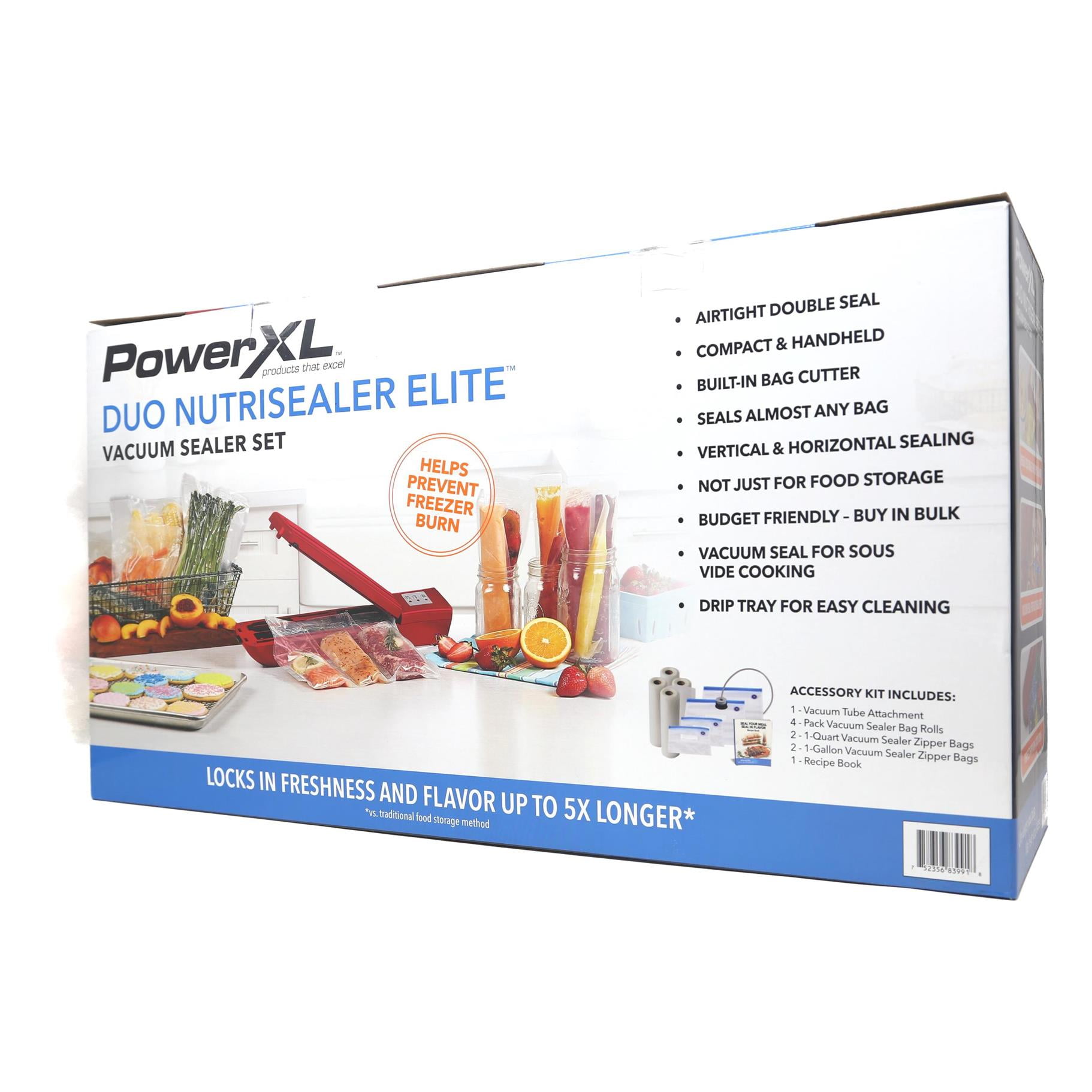 PowerXL Duo NutriSealer Elite, 6-in-1 Vacuum Sealer Machine, Red