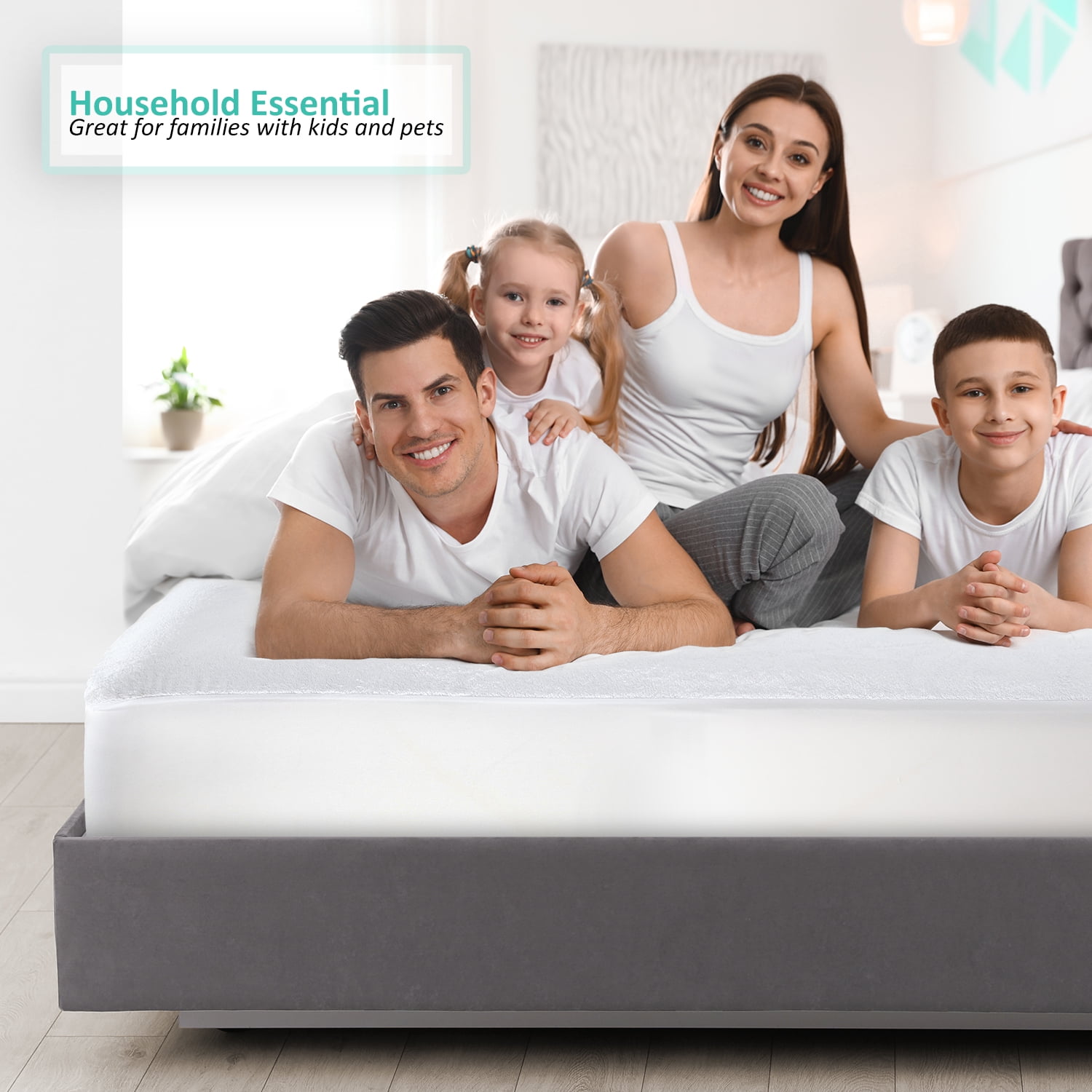 Nestl Fitted Mattress Protectors, SmartGuard Premium Microfiber, 100%  Waterproof Barrier, and 5-Sided Antimicrobial Protection, Mattress Pad  Queen Size 