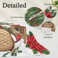 thumbnail image 2 of Christmas Pillow Covers, Linen Long Throw Pillow Case, Red Cardinal Poinsettia Hut Berry Pine Needles Holiday Pillow Protector Decorative Cushion Cover for Living Room/Bedroom 20" x 36", 2 of 8