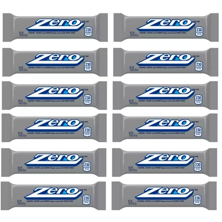 ZERO White Fudge, Caramel Peanut & Almond Nougat, 1.85-Oz. (Choose 6 Or 12 Bars)