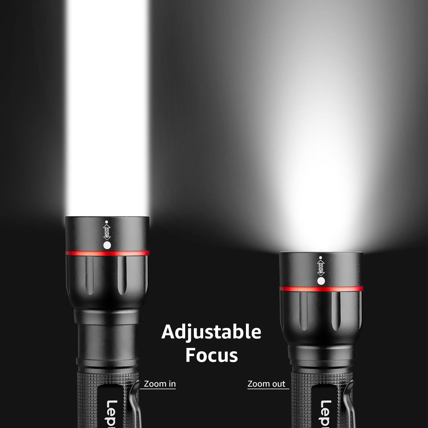 Lepro 2-Packs LED Flashlights with Clip , LE2050 High Lumen, 5 Lighting Modes, Zoomable Waterproof Lightweight Flashlights for Emergencies,Camping,AAA Battery included
