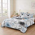 thumbnail image 2 of Quilts Twin XL Size Bedding Set, Blue Spring Floral Lightweight Quilted Comforter, Elegant Pastoral Flowers Farmhouse Art Soft Bedspread Coverlet with Pillow Covers for All Season, 68" x 98", 2 of 9