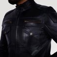 thumbnail image 4 of Motorcycle Racing Jacket Motorcycle Riding Jacket Black Leather Biker Jacket Motorcycle Jackets For Men Black Leather Motorcycle Jacket size M, 4 of 5